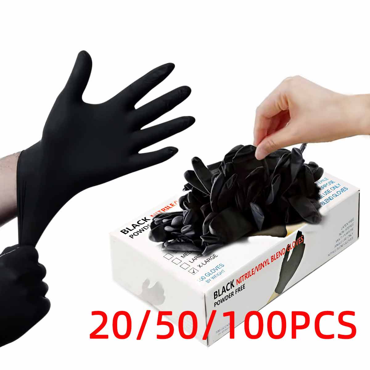 Rubber Glove Cleaning - 20/50/100pcs Black vinyl gloves food grade