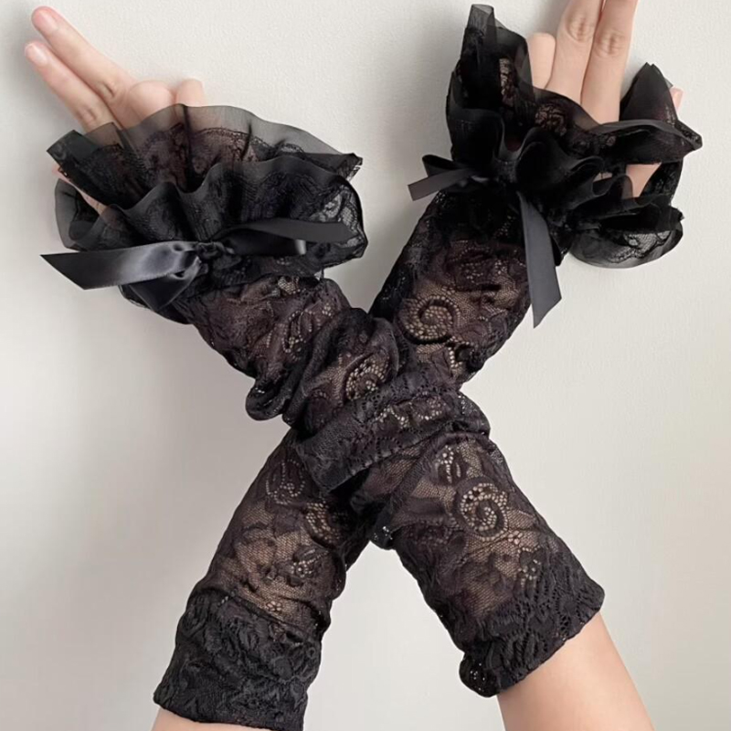Hollow Out Lace Long Arm Sleev - Fingerless Glove Knit 리뷰 및 가격