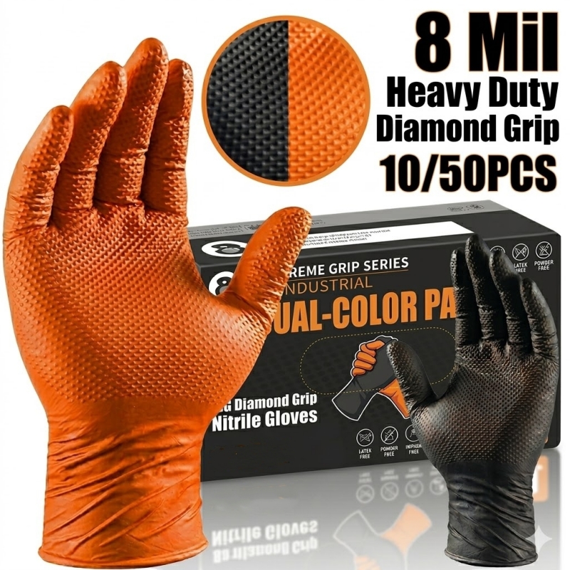 Heavy Duty Orange Nitrile Glov - Nitrile Mechanic Glove 리뷰 및 가격