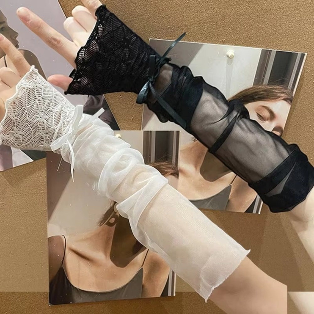 Y2K Lace Ruffle Mesh Gloves Sh - Fingerless Glove Knit 리뷰 및 가격