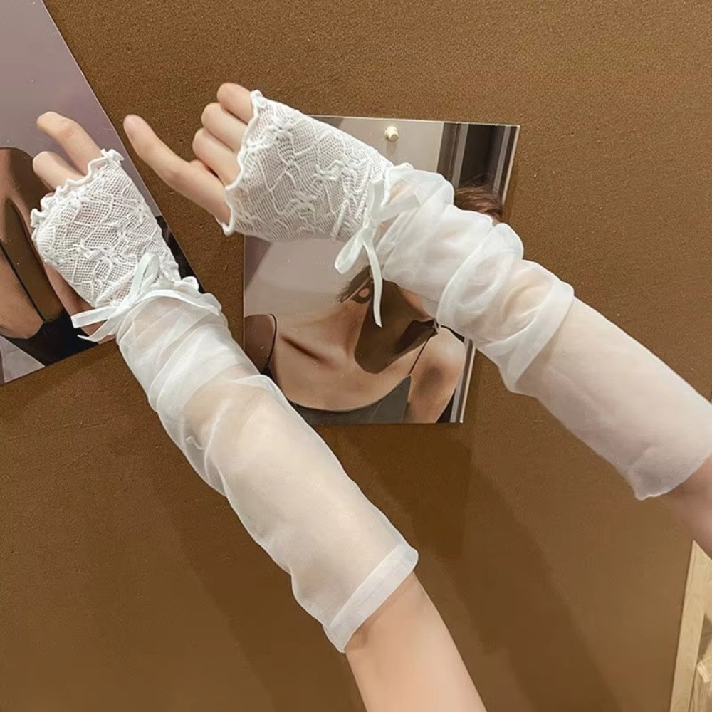 Y2K Lace Ruffle Mesh Gloves Sh - Fingerless Glove Knit 리뷰 및 가격