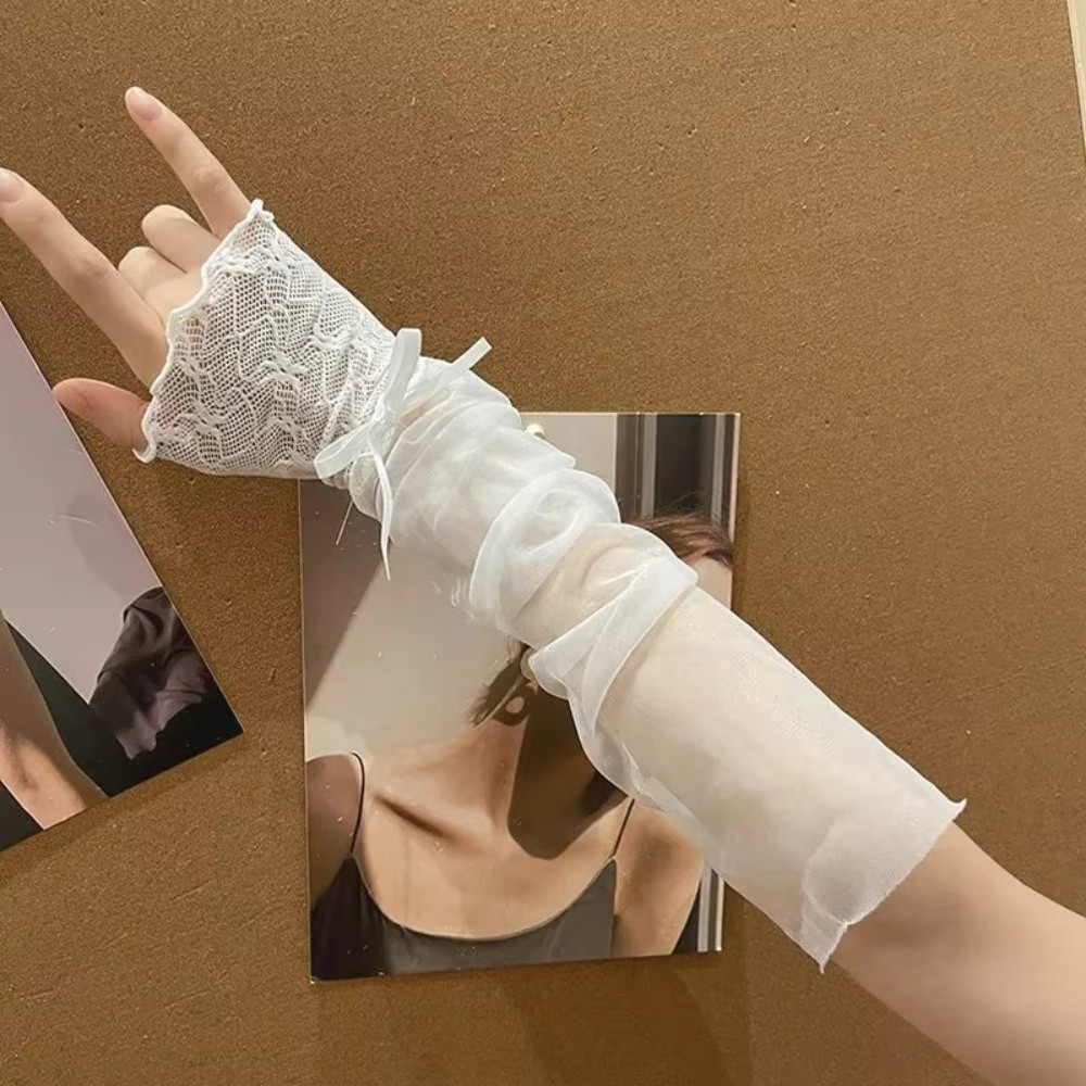 Y2K Lace Ruffle Mesh Gloves Sh - Fingerless Glove Knit 리뷰 및 가격