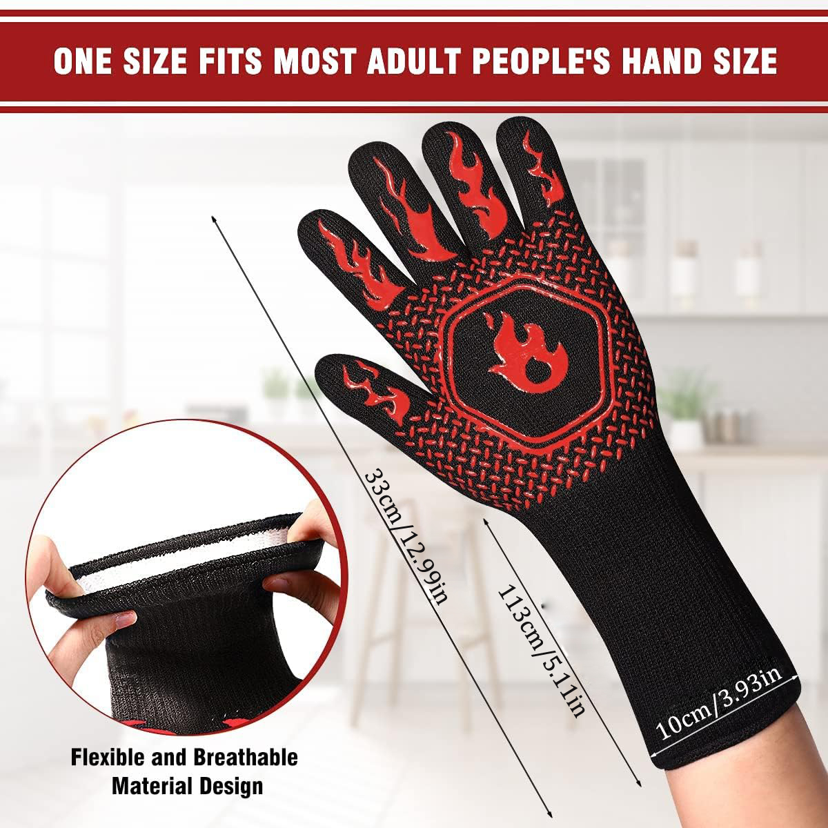 BBQ Grill Gloves High Temp Res - Oven Mitt Silicone 리뷰 및 가격