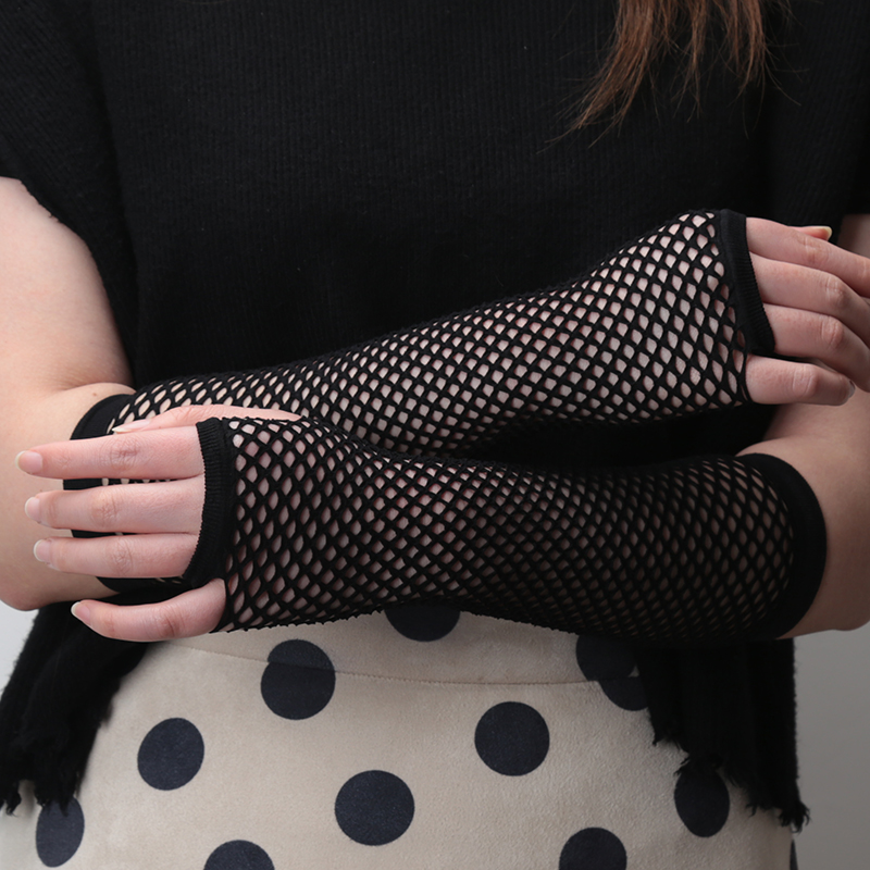 New black Fishnet Fingerless L - Fingerless Glove Knit 리뷰 및 가격