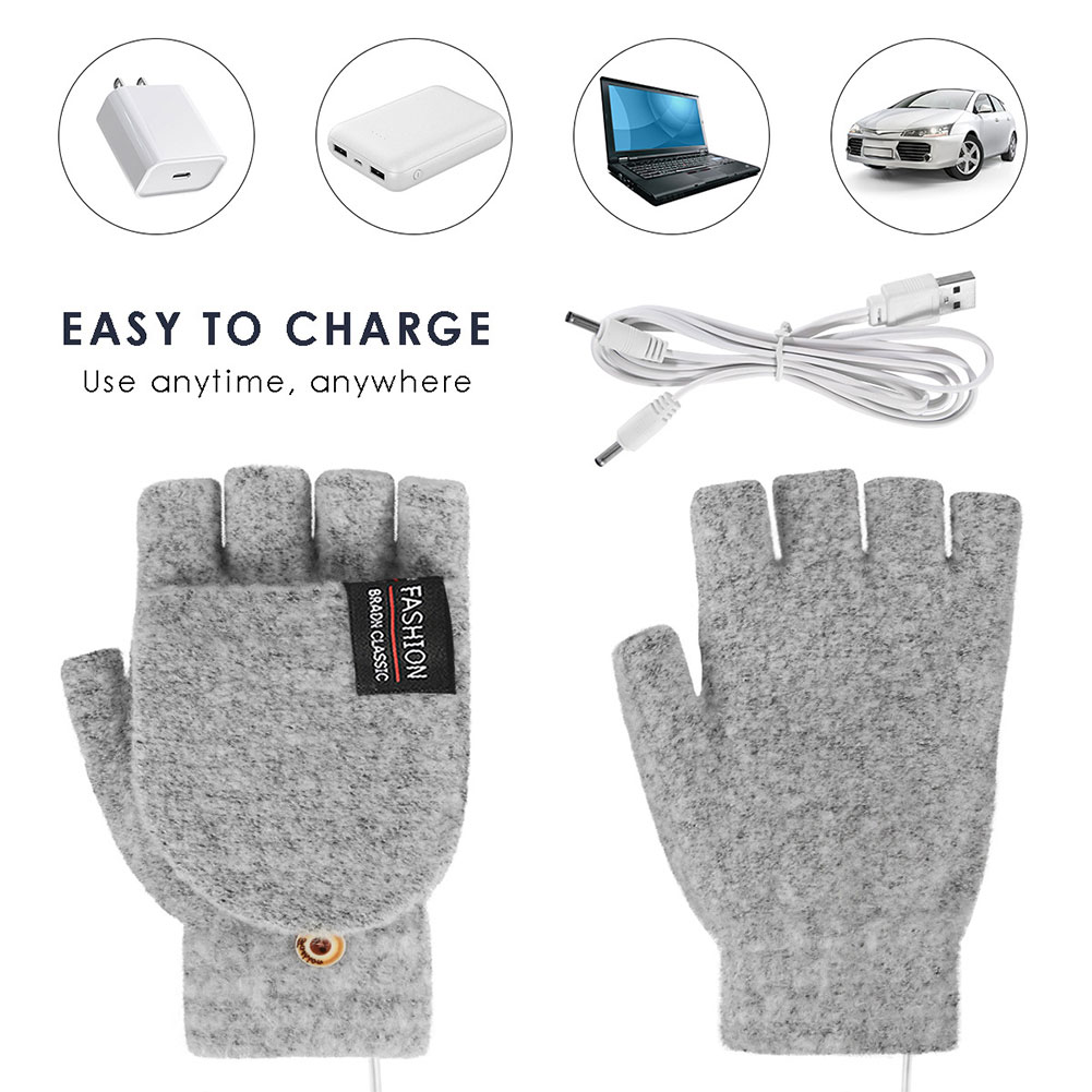 USB Electric Heated Gloves Adj - Fingerless Glove Knit 리뷰 및 가격