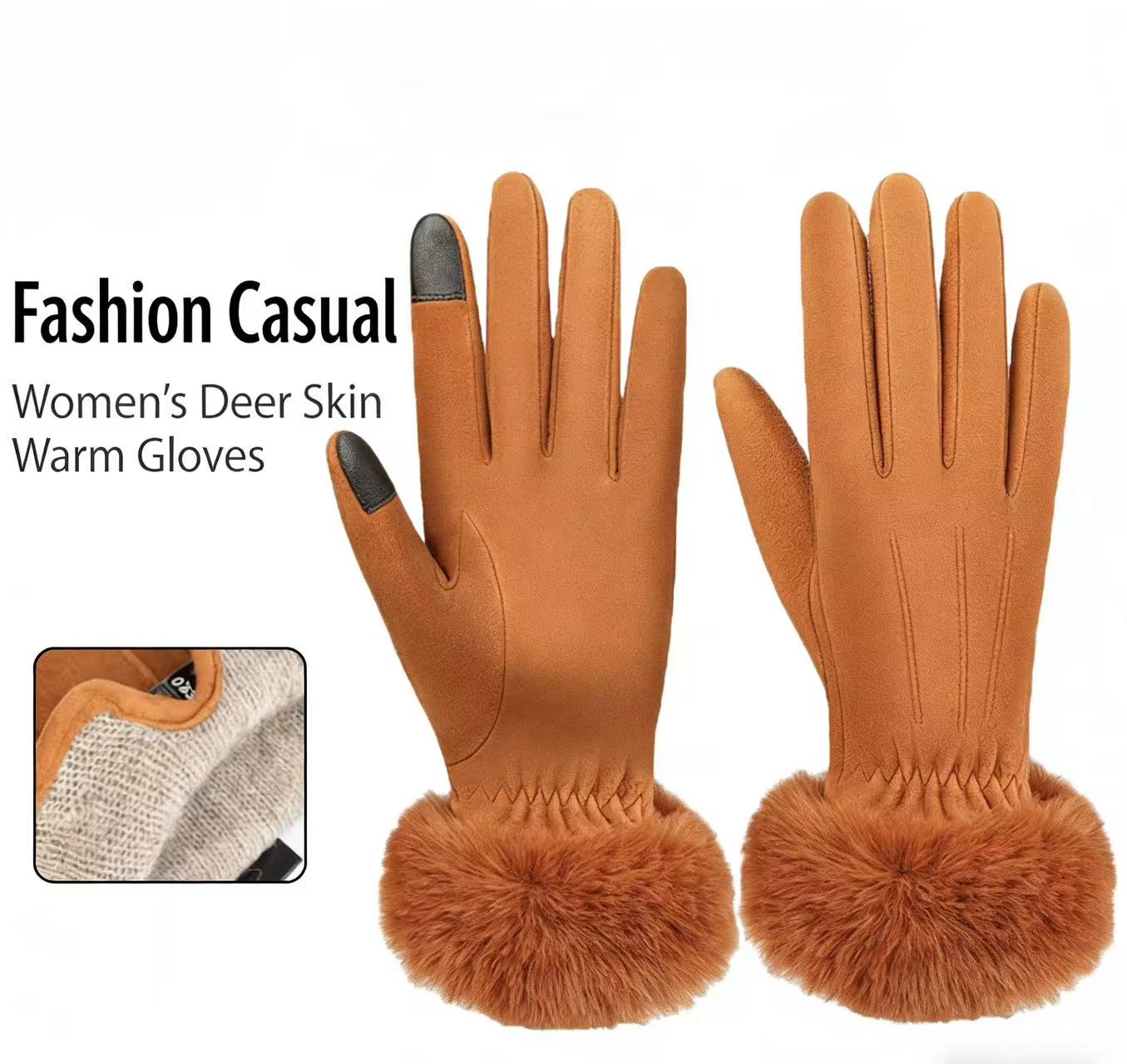 Women's Deerskin Warm Gloves A - Wool Glove Lined 리뷰 및 가격