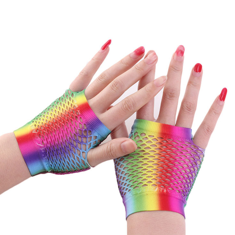 Ladies Sexy Rainbow Color Shor - Fingerless Glove Knit 리뷰 및 가격