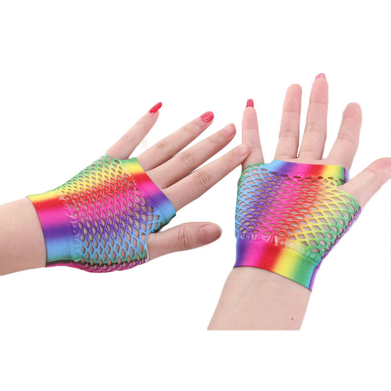 Ladies Sexy Rainbow Color Shor - Fingerless Glove Knit 리뷰 및 가격