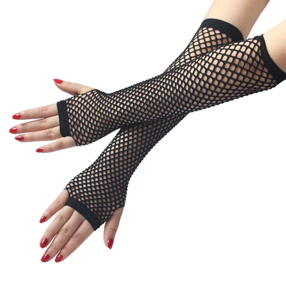 Women Neon Fishnet Long Finger - Fingerless Glove Knit 리뷰 및 가격