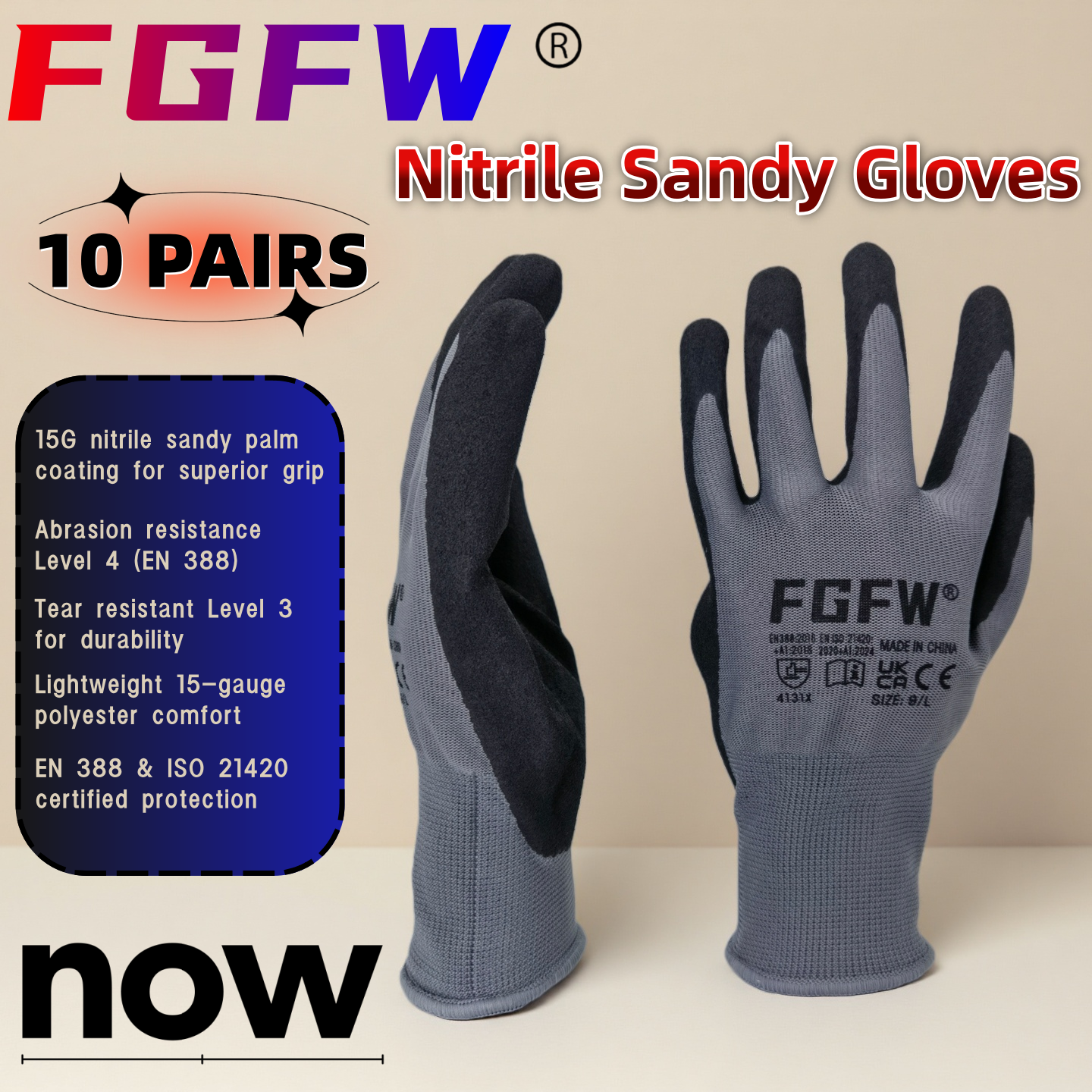 FGFW 10 Pairs Gray Nitrile San - Nitrile Mechanic Glove 리뷰 및 가격