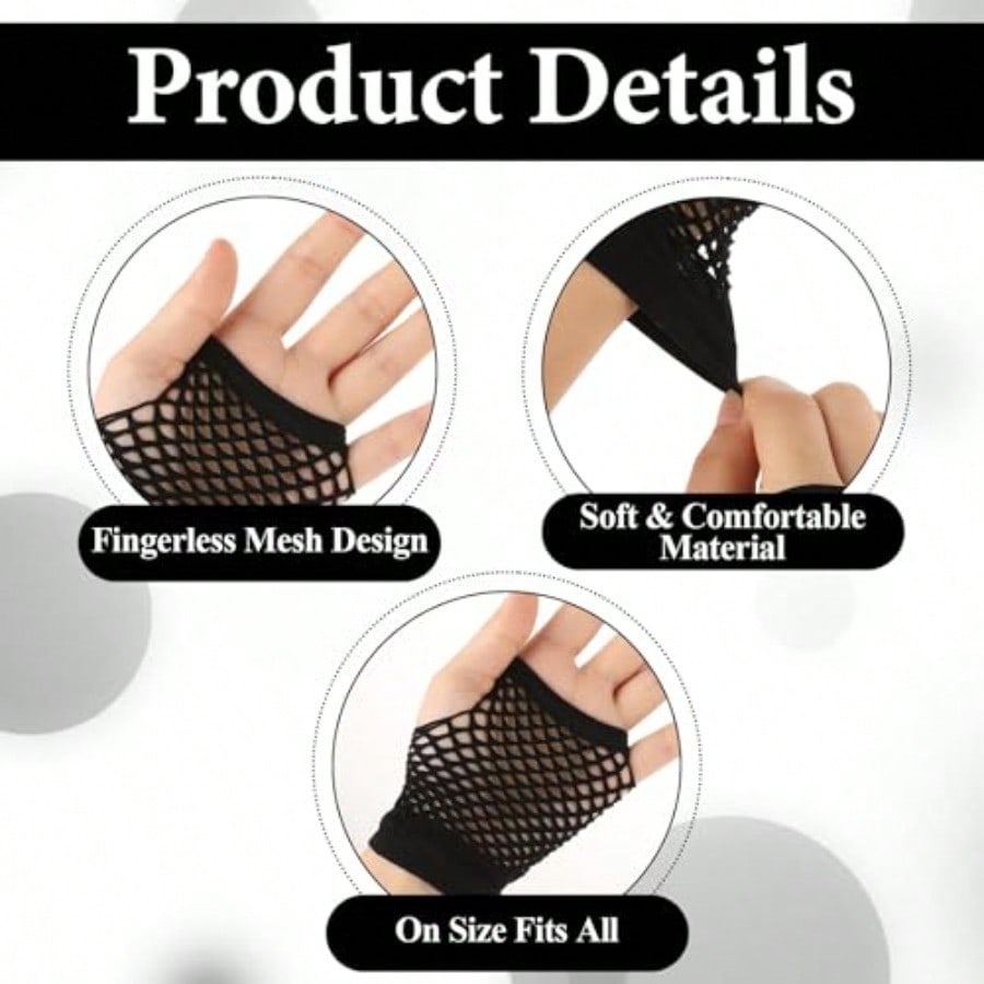 Black Nylon Fingerless Fishnet - Fingerless Glove Knit 리뷰 및 가격