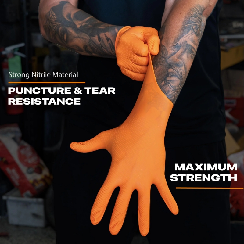 Heavy Duty Orange Nitrile Glov - Nitrile Mechanic Glove 리뷰 및 가격