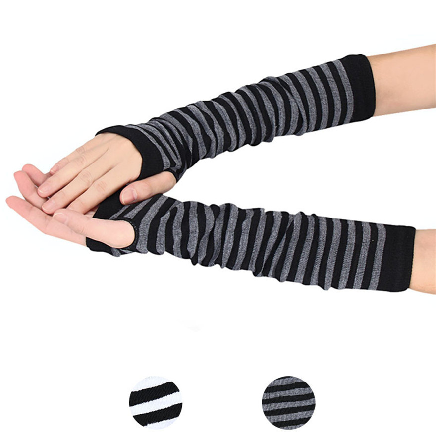 Women Long Sleeve Gothic Strip - Fingerless Glove Knit 리뷰 및 가격