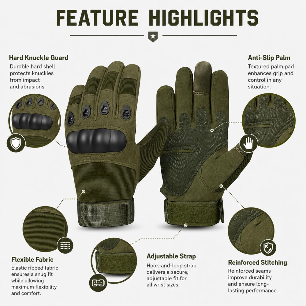 Full Finger Tactical Gloves wi - Motorcycle Glove Knuckle 리뷰 및 가격