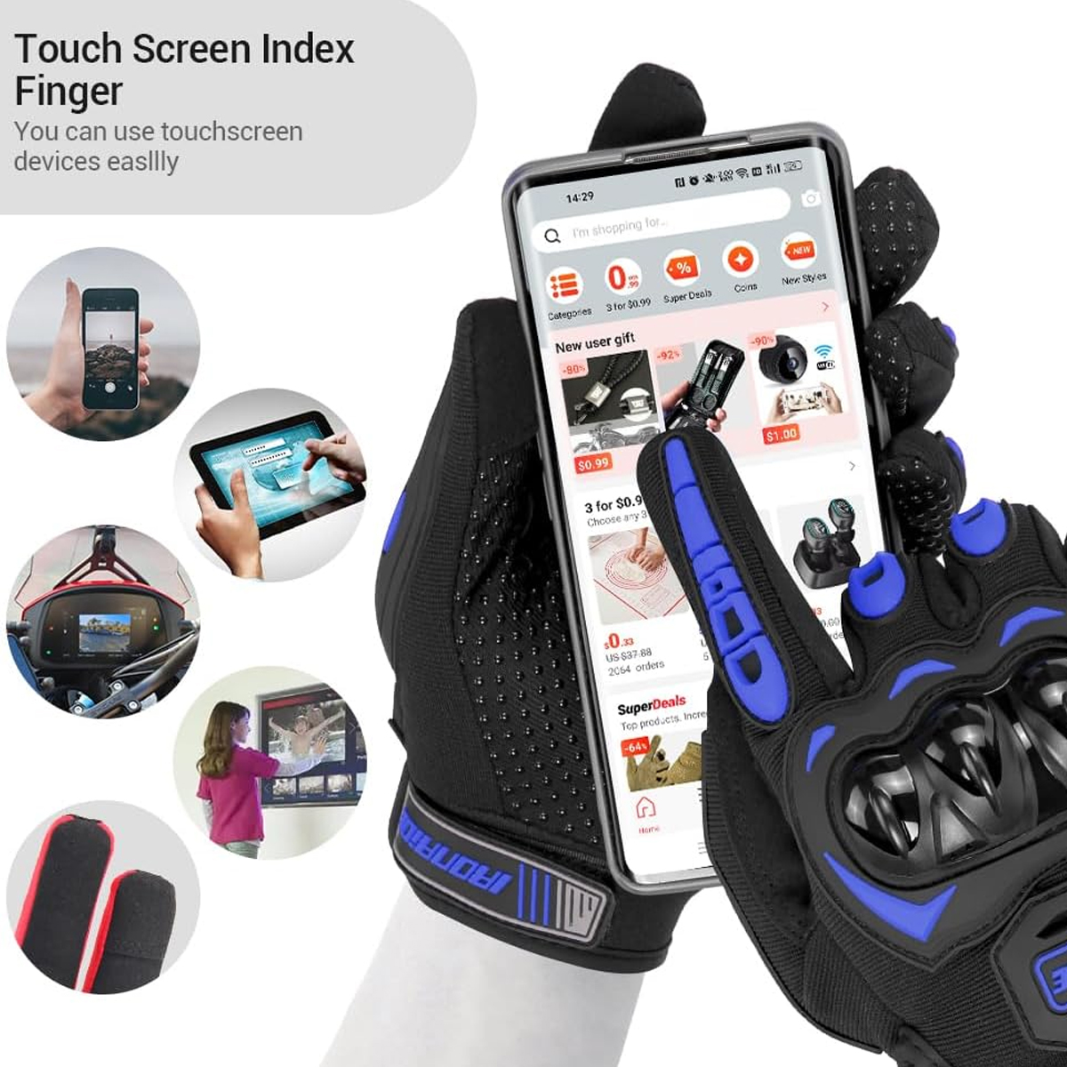 Men Motorcycle Gloves Touch Sc - Motorcycle Glove Knuckle 리뷰 및 가격